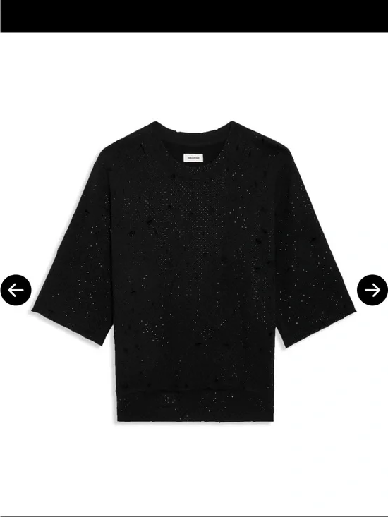 Zadig &Voltaire Edmond Destroy Strass Oversize Cotton crew NWT.